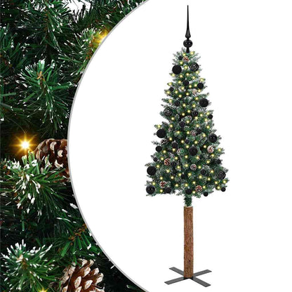 Slanke Kerstboom Groen 150 cm PVC en massief dennenhout