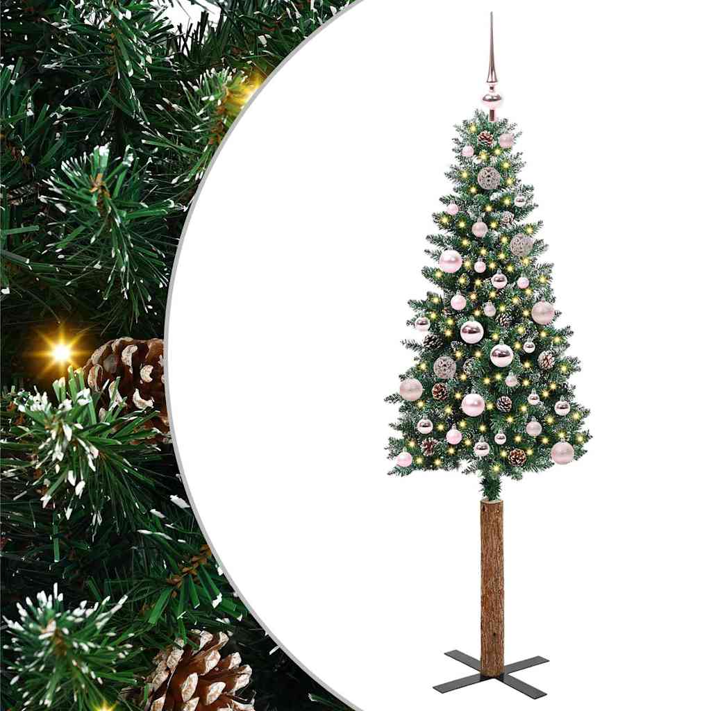 Slanke Kerstboom Groen 150 cm PVC en massief dennenhout