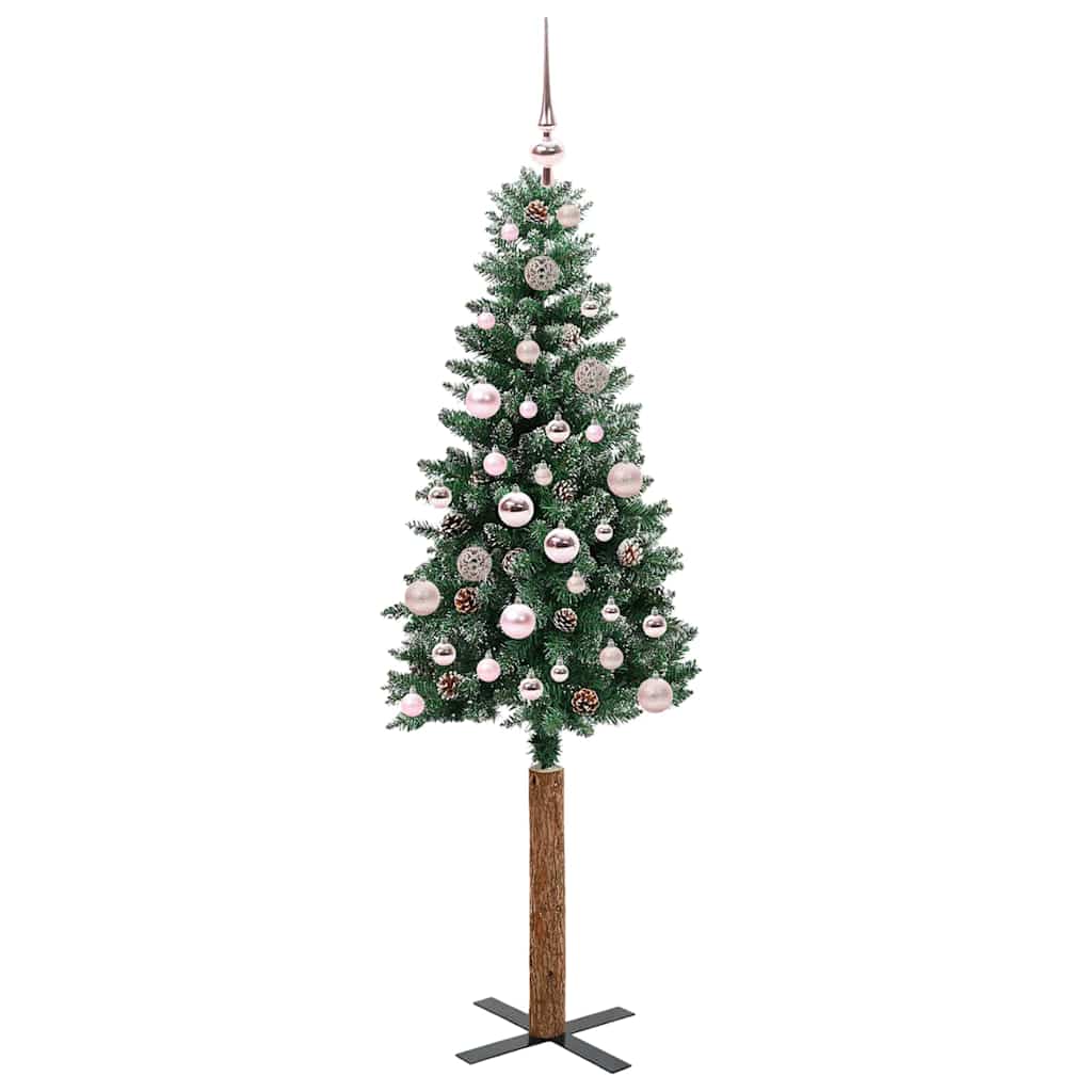 Slanke Kerstboom Groen 150 cm PVC en massief dennenhout