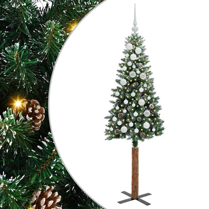 Slanke Kerstboom Groen 150 cm PVC en massief dennenhout