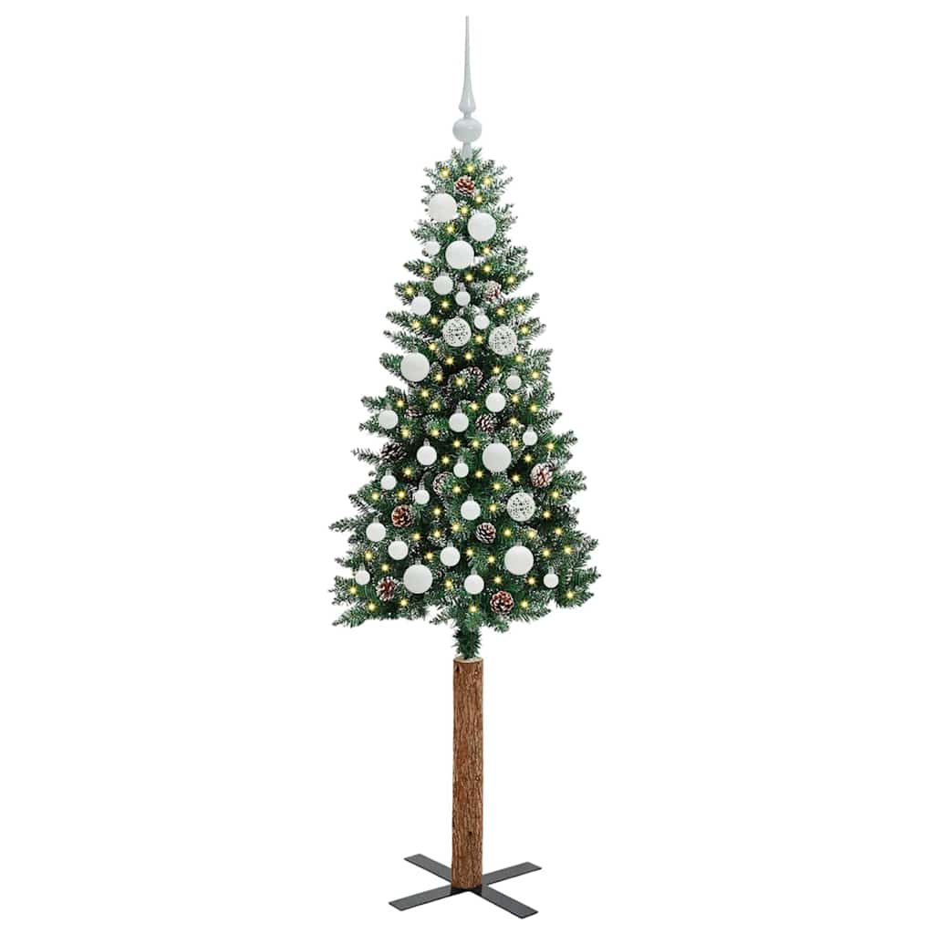 Slanke Kerstboom Groen 150 cm PVC en massief dennenhout