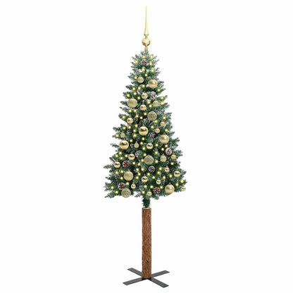 Slanke Kerstboom Groen 150 cm PVC en massief dennenhout