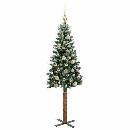 Slanke Kerstboom Groen 150 cm PVC en massief dennenhout