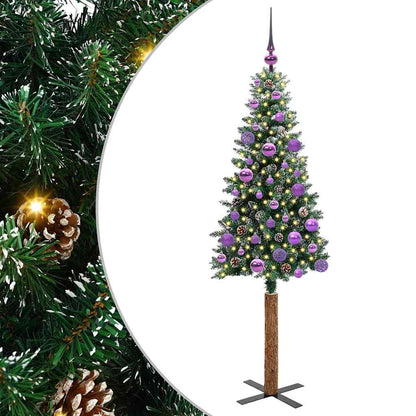 Slanke Kerstboom Groen 150 cm PVC en massief dennenhout