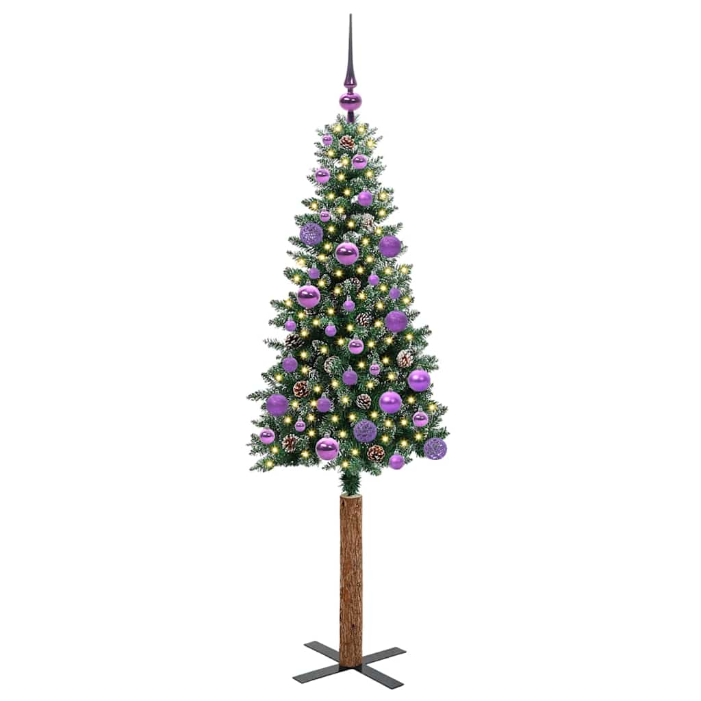 Slanke Kerstboom Groen 150 cm PVC en massief dennenhout