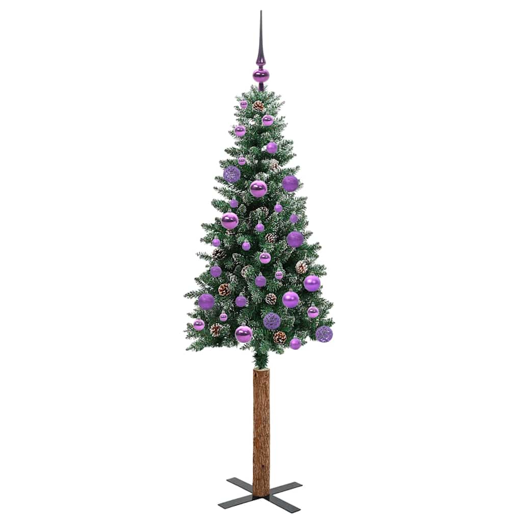 Slanke Kerstboom Groen 150 cm PVC en massief dennenhout