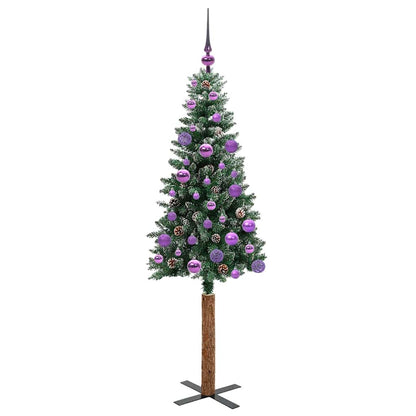 Slanke Kerstboom Groen 150 cm PVC en massief dennenhout