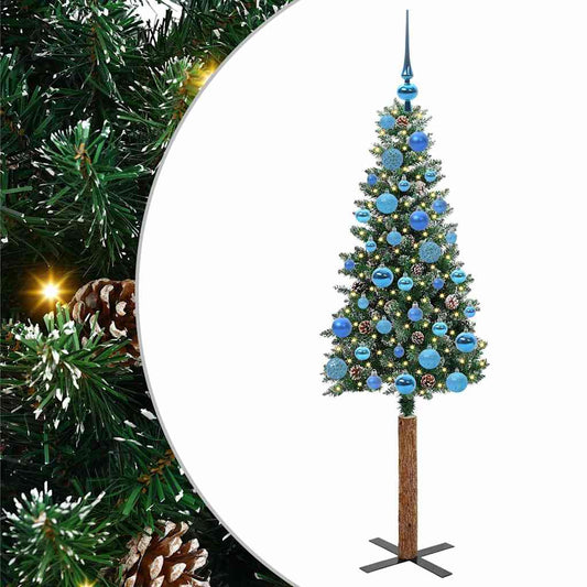 Slanke Kerstboom Groen 150 cm PVC en massief dennenhout