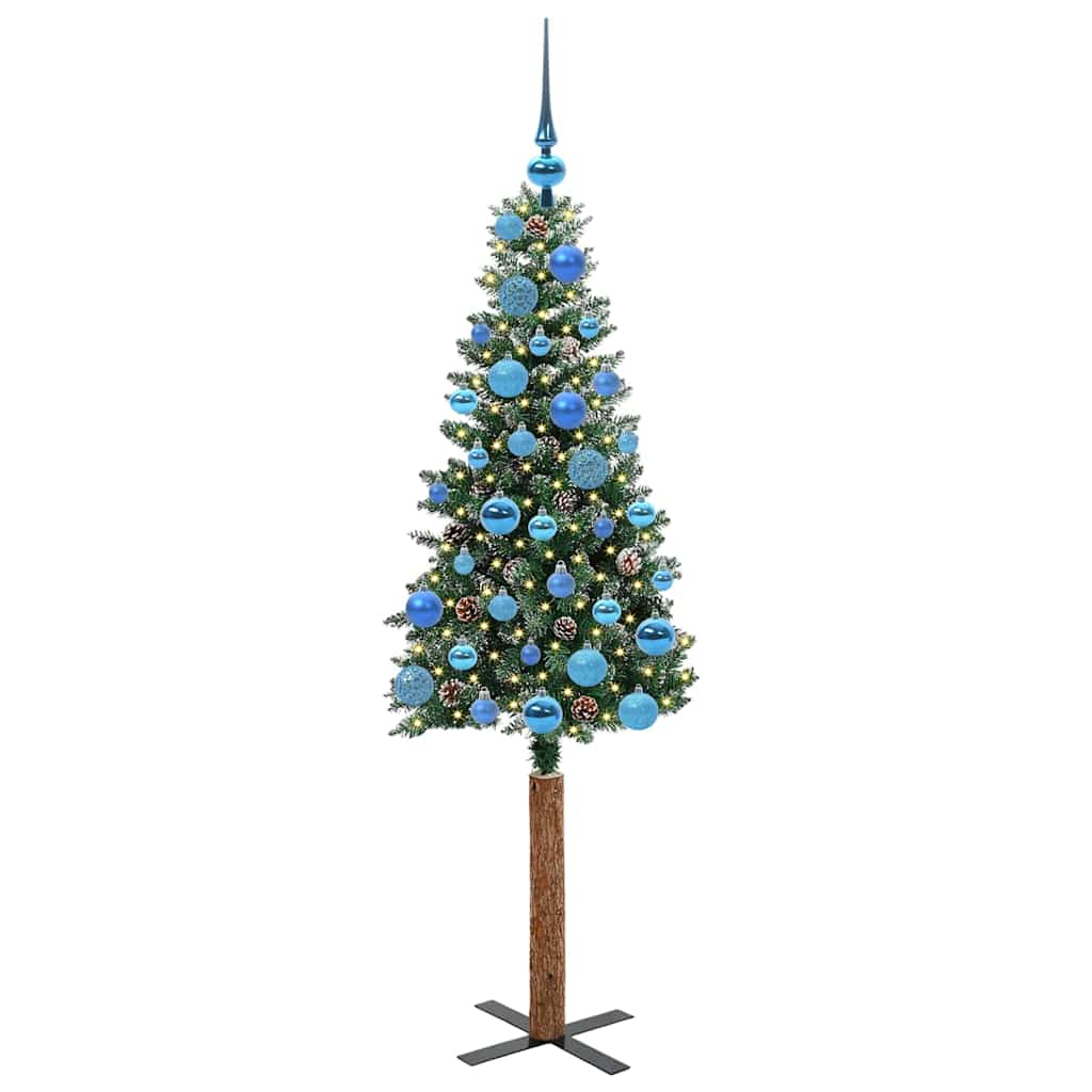 Slanke Kerstboom Groen 150 cm PVC en massief dennenhout