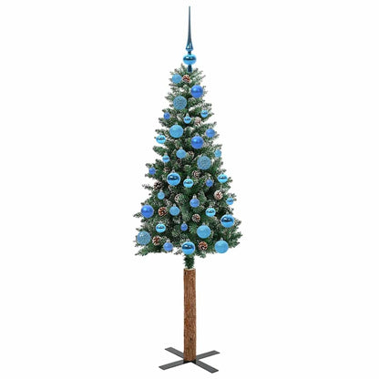 Slanke Kerstboom Groen 150 cm PVC en massief dennenhout