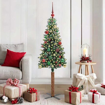 Slanke Kerstboom Groen Pvc En Massief Dennenhout