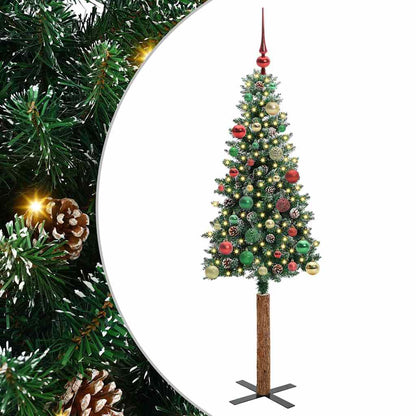 Slanke Kerstboom Groen 150 cm PVC en massief dennenhout