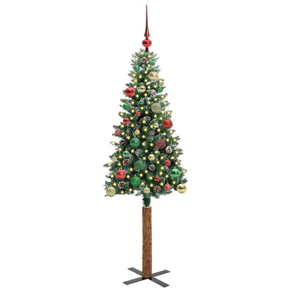 Slanke Kerstboom Groen 150 cm PVC en massief dennenhout