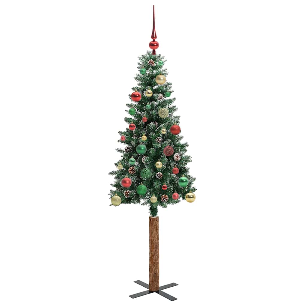 Slanke Kerstboom Groen 150 cm PVC en massief dennenhout