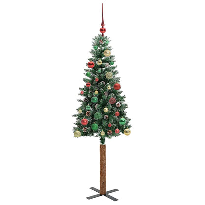 Slanke Kerstboom Groen 150 cm PVC en massief dennenhout