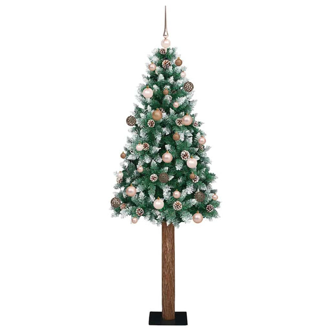 Slanke Kerstboom Groen 180 Cm Pvc En Massief Dennenhout