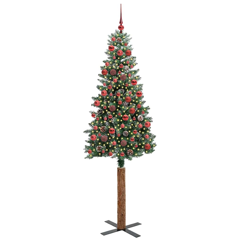 Slanke Kerstboom Groen 180 cm PVC en massief dennenhout