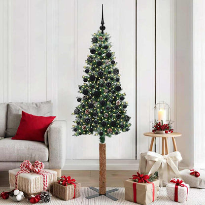 Slanke Kerstboom Groen 180 cm PVC en massief dennenhout