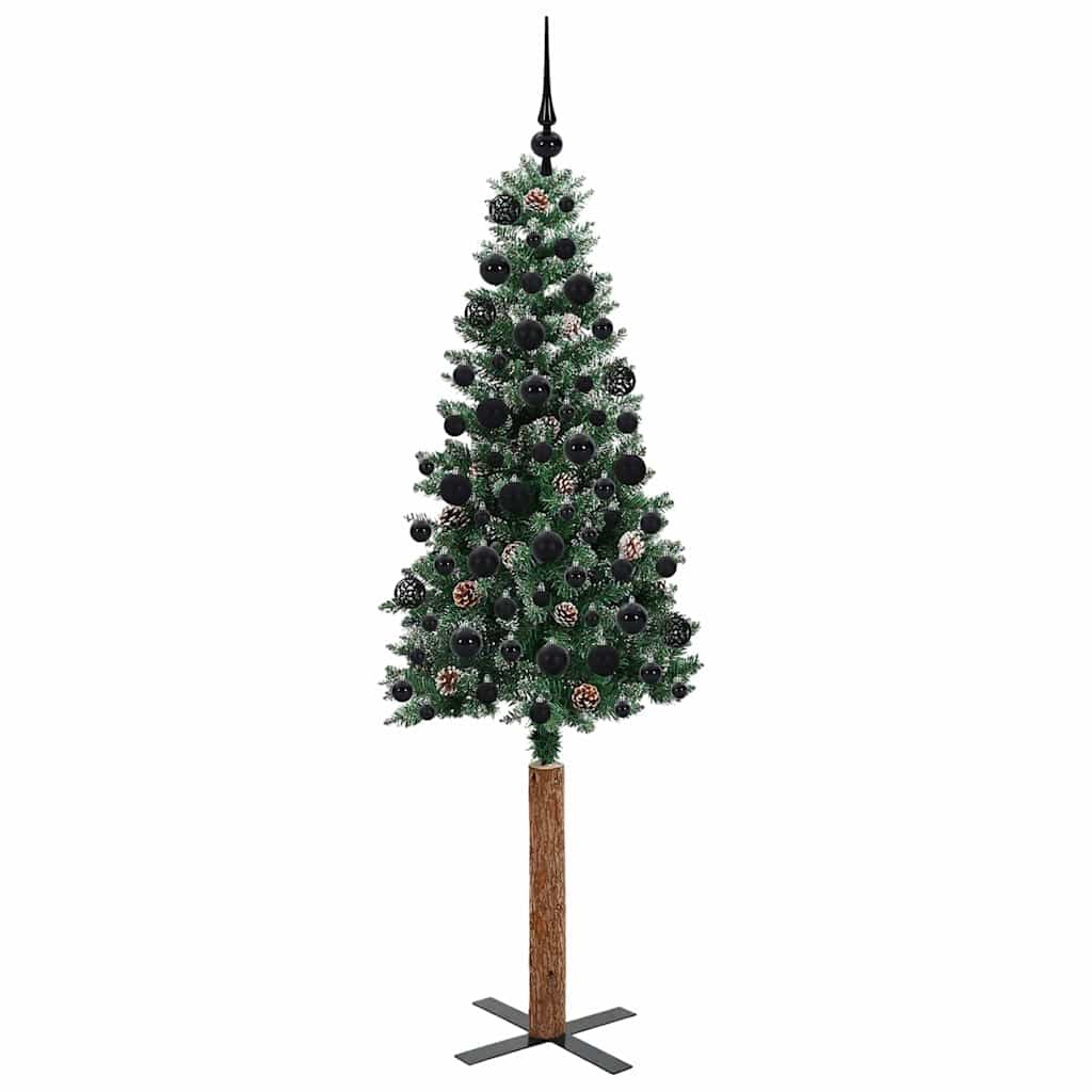 Slanke Kerstboom Groen 180 cm PVC en massief dennenhout