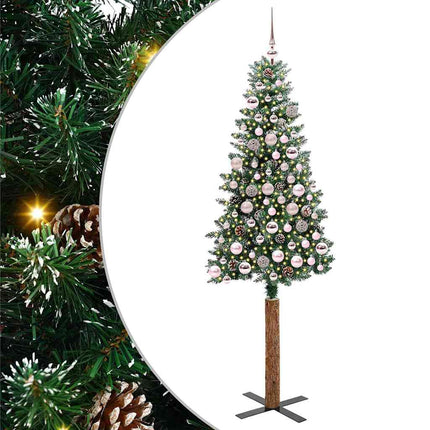 Slanke Kerstboom Groen Pvc En Massief Dennenhout