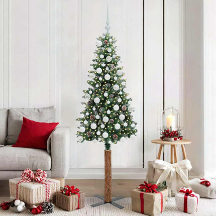 Slanke Kerstboom Groen Pvc En Massief Dennenhout