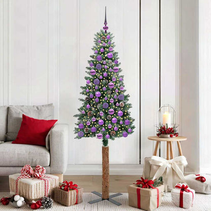 Slanke Kerstboom Groen 180 cm PVC en massief dennenhout
