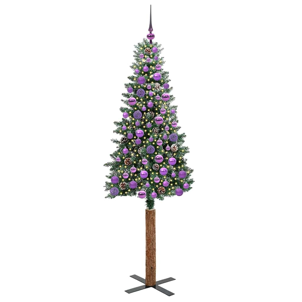 Slanke Kerstboom Groen 180 cm PVC en massief dennenhout