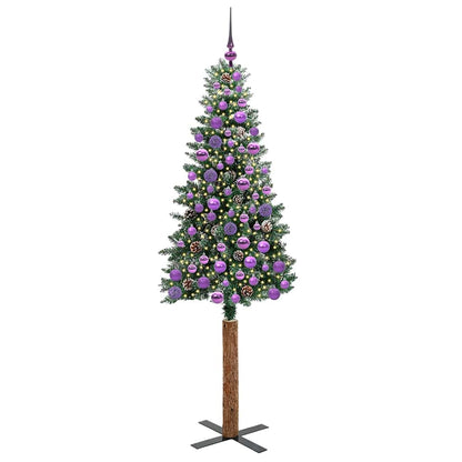 Slanke Kerstboom Groen 180 cm PVC en massief dennenhout