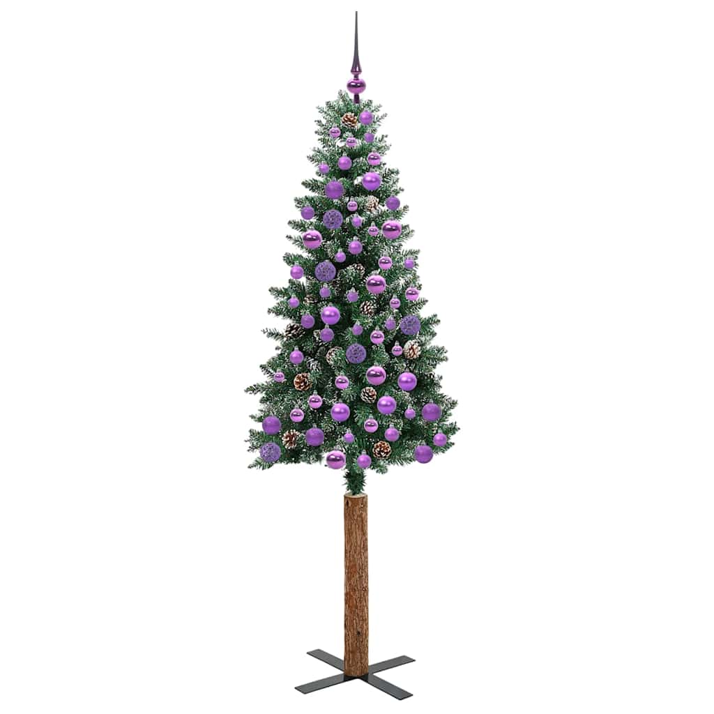 Slanke Kerstboom Groen 180 cm PVC en massief dennenhout