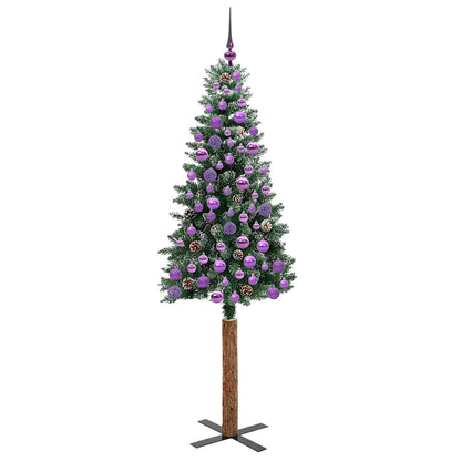 Slanke Kerstboom Groen 180 cm PVC en massief dennenhout