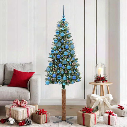Slanke Kerstboom Groen Pvc En Massief Dennenhout
