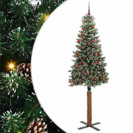 Slanke Kerstboom Groen Pvc En Massief Dennenhout