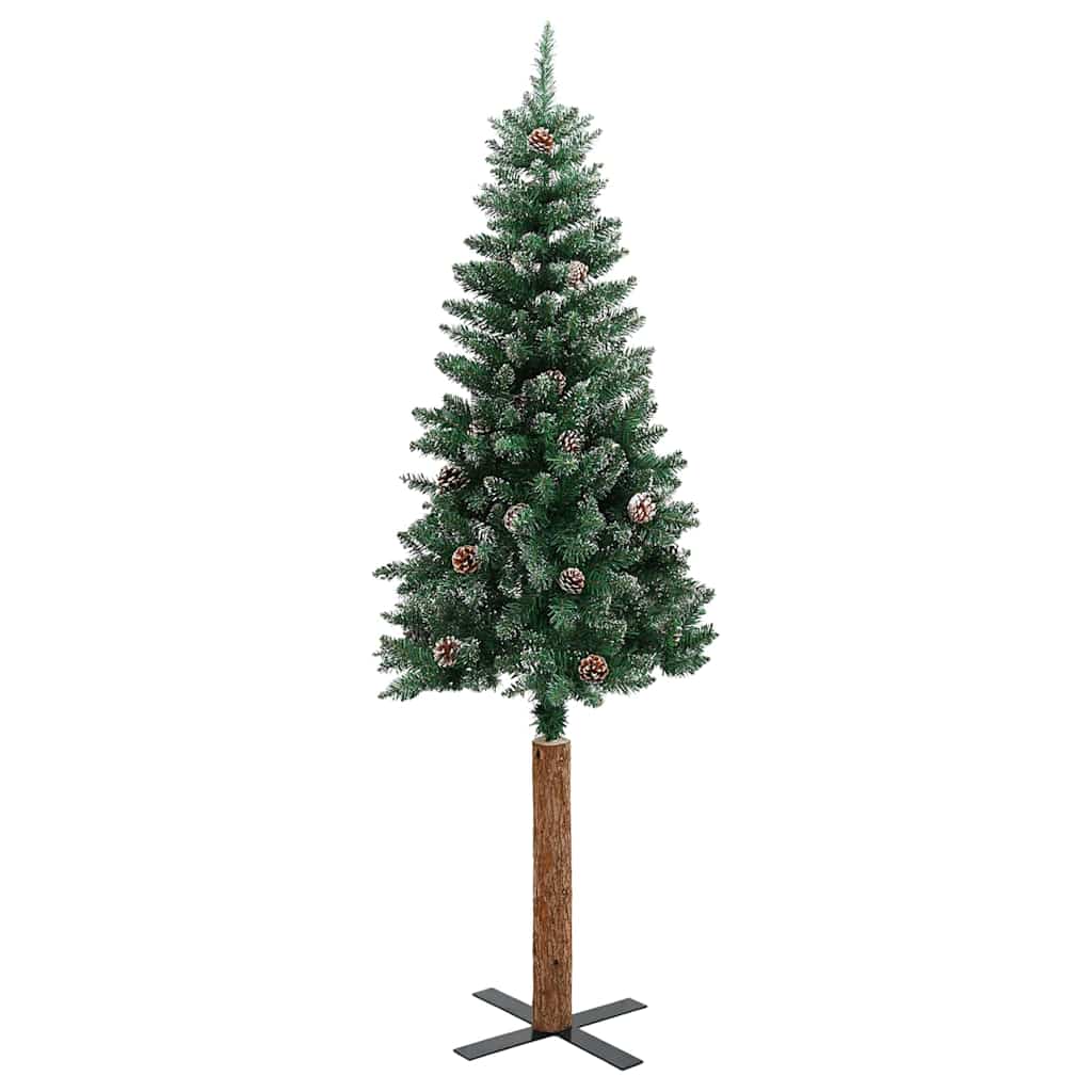 Slanke Kerstboom Groen 210 cm PVC en massief dennenhout
