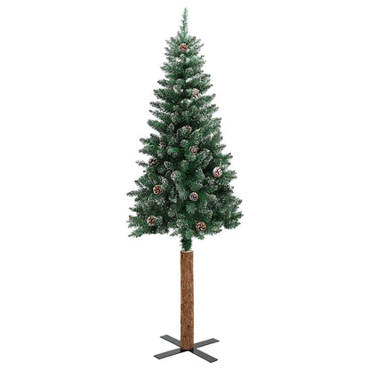 Slanke Kerstboom Groen 210 cm PVC en massief dennenhout