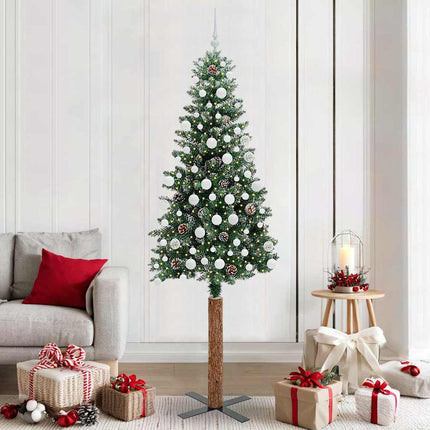 Slanke Kerstboom Groen Pvc En Massief Dennenhout