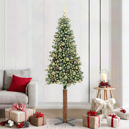 Slanke Kerstboom Groen Pvc En Massief Dennenhout