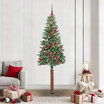 Slanke Kerstboom Groen Pvc En Massief Dennenhout