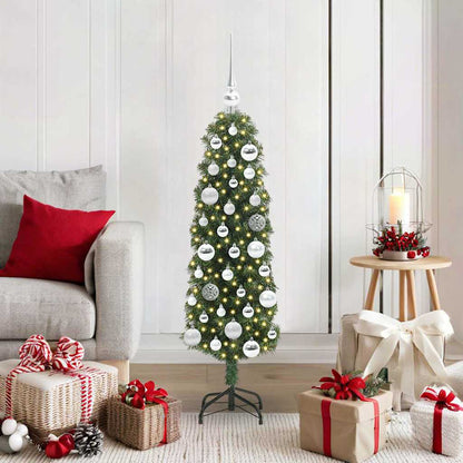 Kunstkerstboom Groen 120 cm PVC en Staal en Kunststof