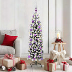 150 cm / Groen en wit / met 150 LED's en 61 lila ballen