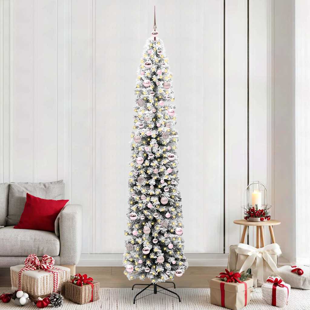 Kunstkerstboom Groen 240 cm PVC en Staal en Kunststof