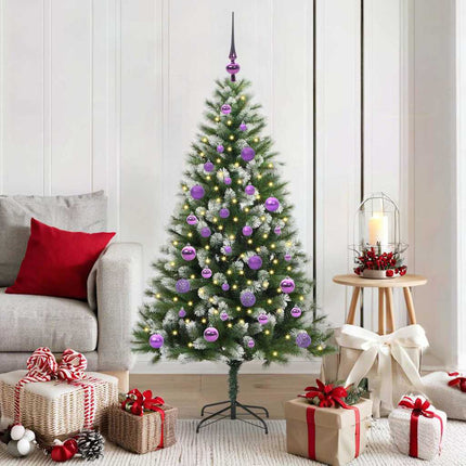 Kunstmatige Scharnierende Kerstboom Met Bedekte Sneeuw Warmwit