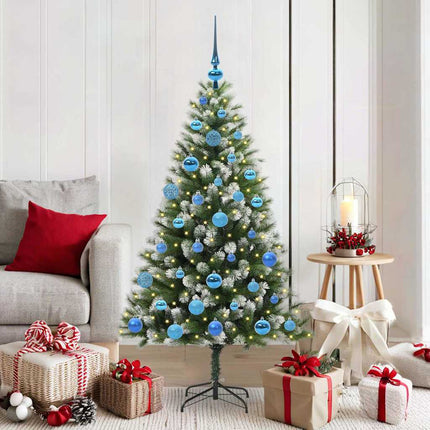 Kunstmatige Scharnierende Kerstboom Met Bedekte Sneeuw Warmwit