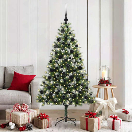 Kunstmatige Scharnierende Kerstboom Met Bedekte Sneeuw Warmwit