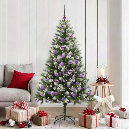 Kunstmatige Scharnierende Kerstboom Met Bedekte Sneeuw Warmwit