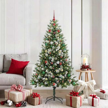 Kunstmatige Scharnierende Kerstboom Met Bedekte Sneeuw Warmwit