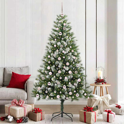 Kunstmatige Scharnierende Kerstboom Met Bedekte Sneeuw Warmwit