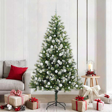 Kunstmatige Scharnierende Kerstboom Met Bedekte Sneeuw Warmwit