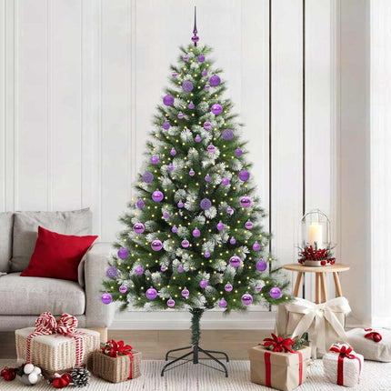 Kunstmatige Scharnierende Kerstboom Met Bedekte Sneeuw Warmwit