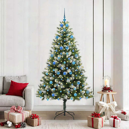 Kunstmatige Scharnierende Kerstboom Met Bedekte Sneeuw Warmwit