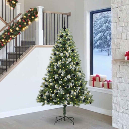 Kunstmatige Scharnierende Kerstboom Met Bedekte Sneeuw Warmwit
